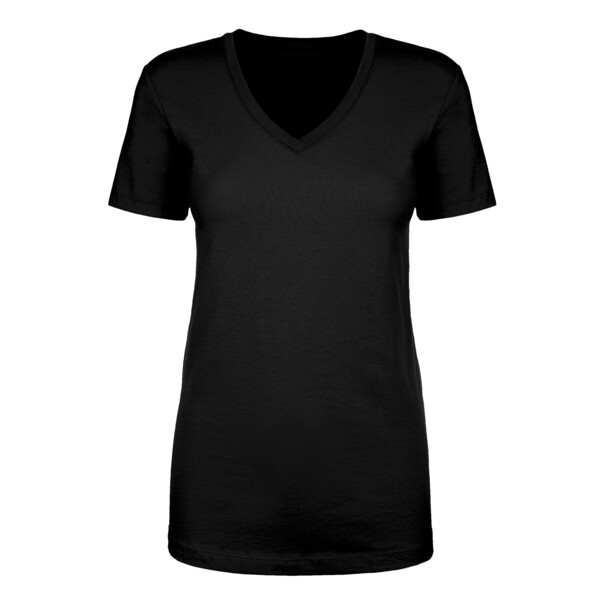 Short Sleeve T-shirt - Women's Vneck - Black
