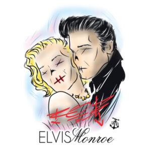 ELVIS MONROE - UNISEX 3/4 SLEEVE PREMIUM BASEBALL TEE - WHITE/BLACK Design