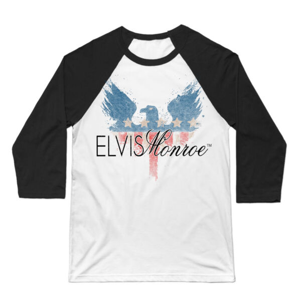 PATRIOT EAGLE - Premium 3/4 Sleeve Baseball T-shirt - White/Black Thumbnail