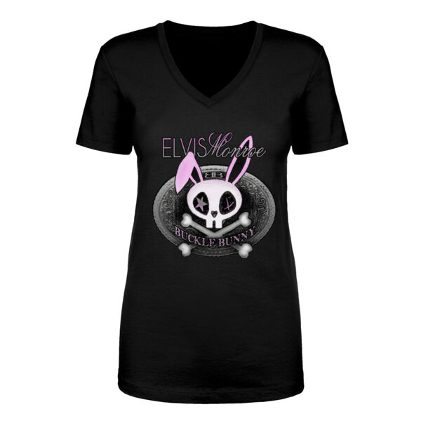 BUCKLE BUNNY - Women's Short Sleeve V-neck T-shirt - Black Thumbnail