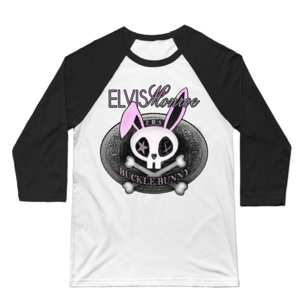 BUCKLE BUNNY - Premium 3/4 Sleeve Baseball T-shirt - White/Black Thumbnail