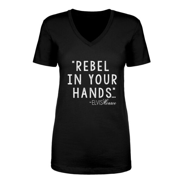 REBEL IN YOUR HANDS - Women's V-neck T-shirt - Black Thumbnail