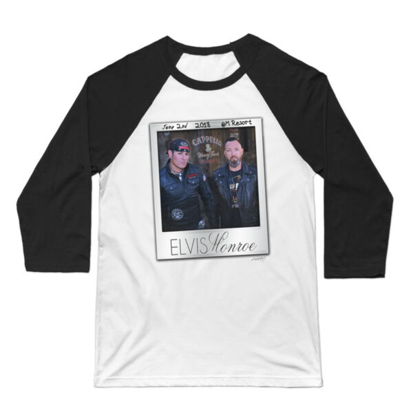 M RESORT LIVE - Premium 3/4 Short Sleeve Baseball T-shirt - White Thumbnail