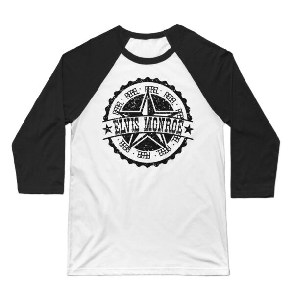 RETRO LOGO Black - Premium 3/4 Sleeve Baseball T-shirt - White/Black Thumbnail