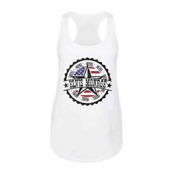 RETRO LOGO FLAG - Women's Premium Racerback Tank Top - White Thumbnail