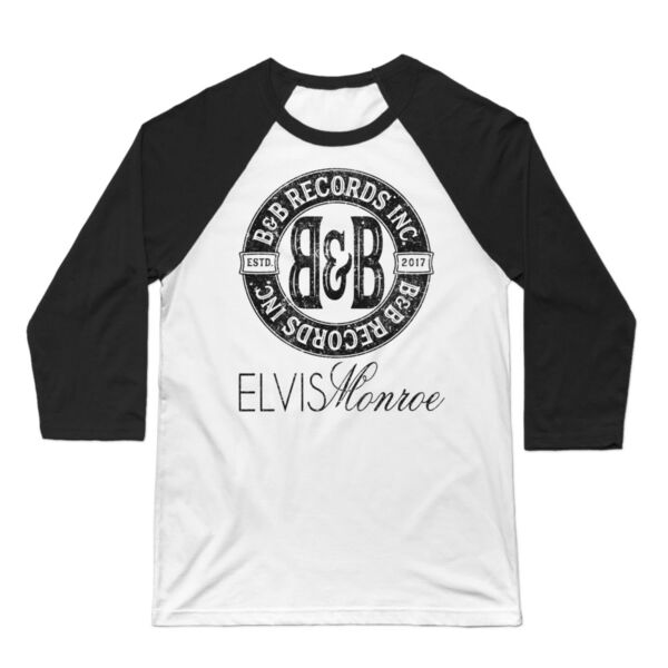 B&B RECORDS - 3/4 SLEEVE PREMIUM BASEBALL TEE - WHITE/BLACK Thumbnail