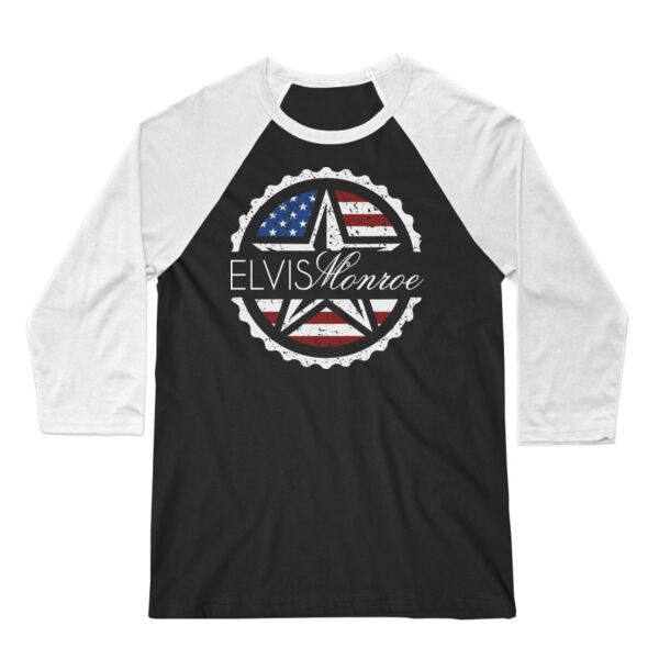 ***NEW*** EMBLEM LOGO (SIMPLE, NO LYRICS) - UNISEX PREMIUM 3/4 SLEEVE BASEBALL TEE - BLACK/WHITE Thumbnail