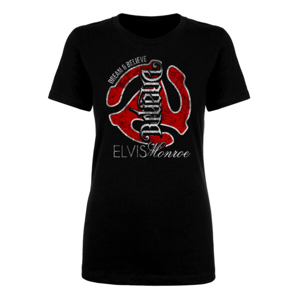 DREAM BELIEVE OLD SCHOOL RED - WOMEN'S PREMIUM S/S TEE - BLACK Thumbnail