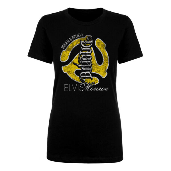 DREAM BELIEVE OLD SCHOOL YELLOW - WOMEN'S PREMIUM S/S TEE - BLACK Thumbnail