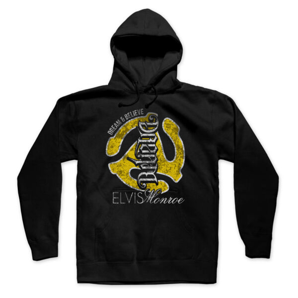 DREAM BELIEVE OLD SCHOOL YELLOW - UNISEX PREMIUM PULLOVER HOODIE - BLACK Thumbnail