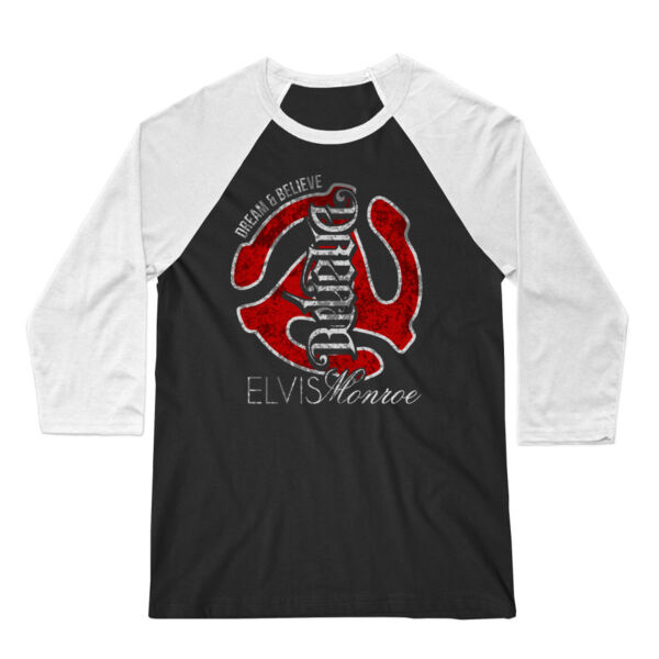 DREAM BELIEVE OLD SCHOOL RED - UNISEX PREMIUM 3/4 SLEEVE BASEBALL TEE - BLACK/WHITE Thumbnail