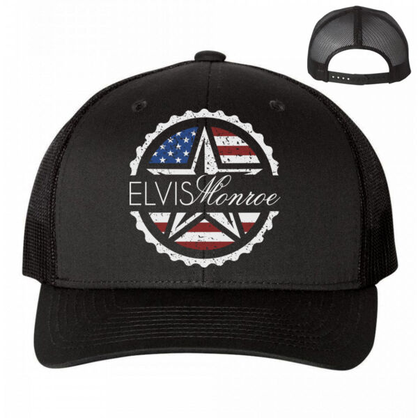 ELVIS MONROE LOGO EMBLEM - PREMIUM UNISEX SNAPBACK HAT - BLACK Thumbnail