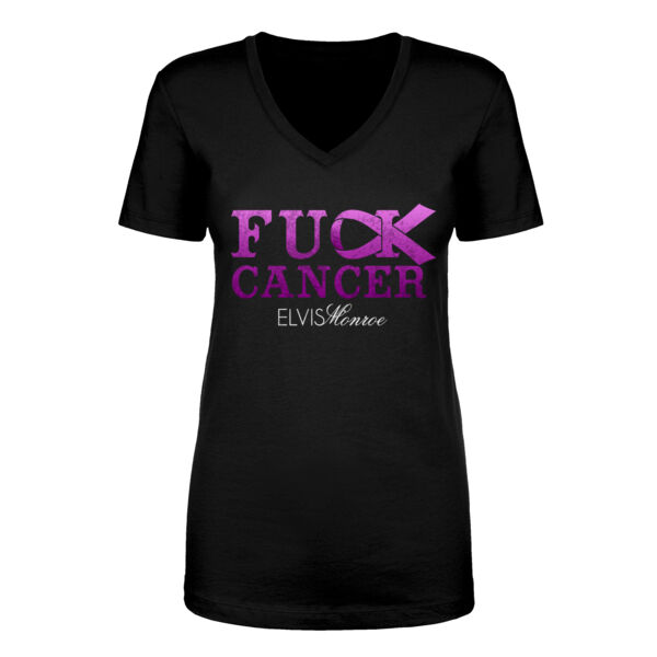 FUCK CANCER - PREMIUM WOMEN'S FITTED V-NECK T-SHIRT - BLACK Thumbnail