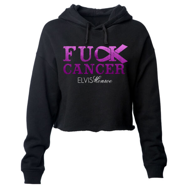 FUCK CANCER - PREMIUM WOMEN'S CROPPED PULLOVER HOODIE - BLACK Thumbnail