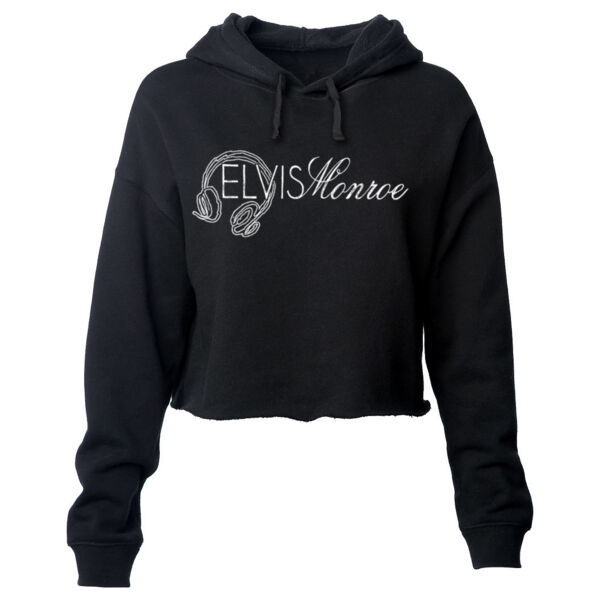 SKETCH LOGO - PREMIUM WOMEN'S LIGHTWEIGHT CROP HOODIE - BLACK - $$LWX9EY$$ Thumbnail